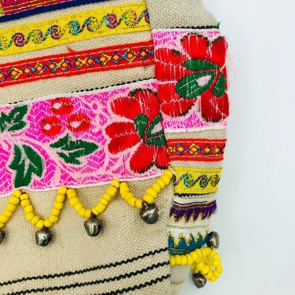 Embroidered and Trimmed Fabric Shoulder Bag - Picture 3 of 7